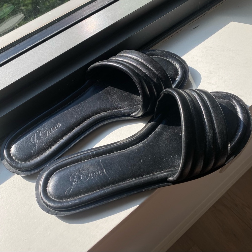 J Crew Black Sorrento Padded Slides